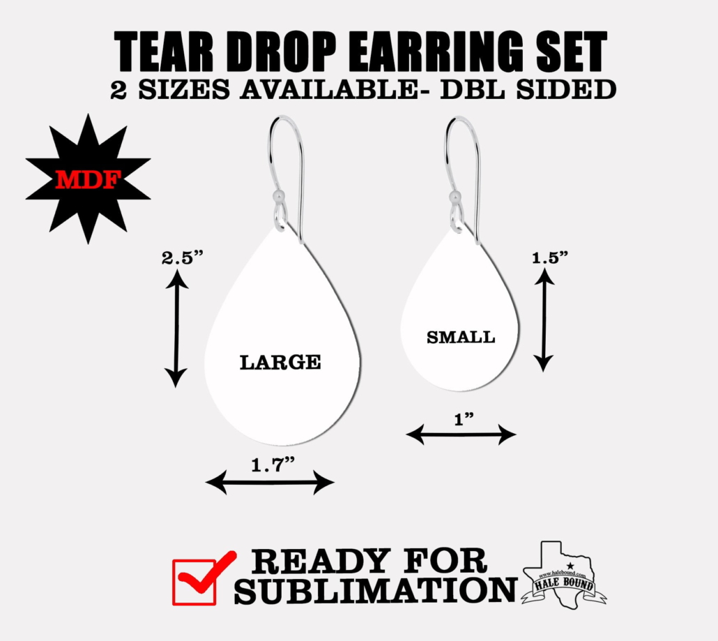 MDF TEARDROP EARRING - BLANK FOR SUBLIMATION