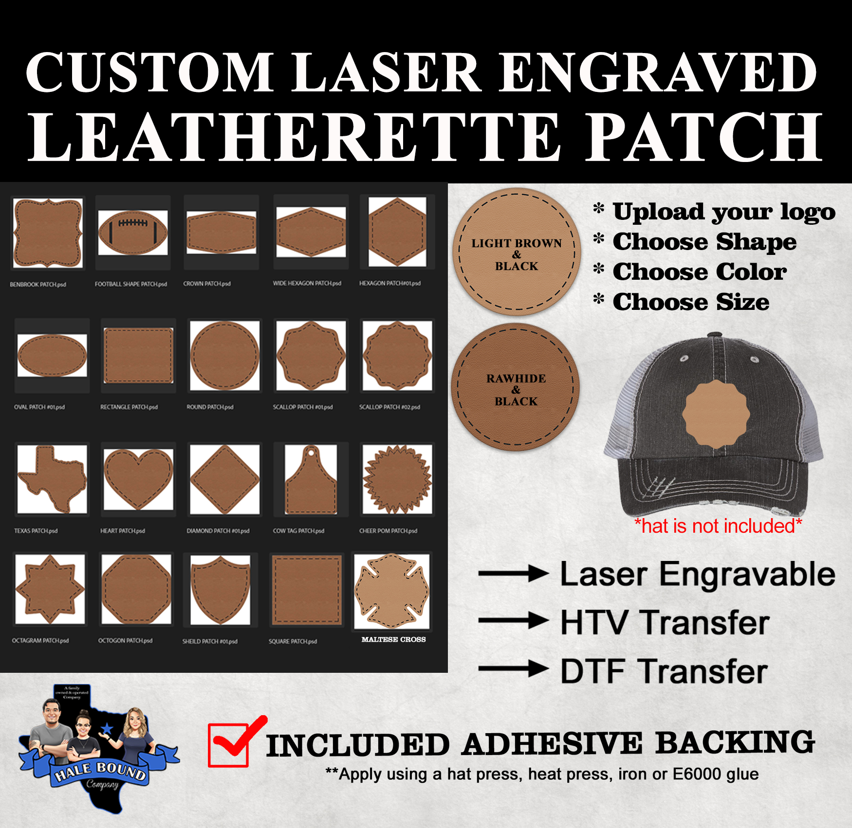 LEATHERETTE ENGRAVED PATCHES