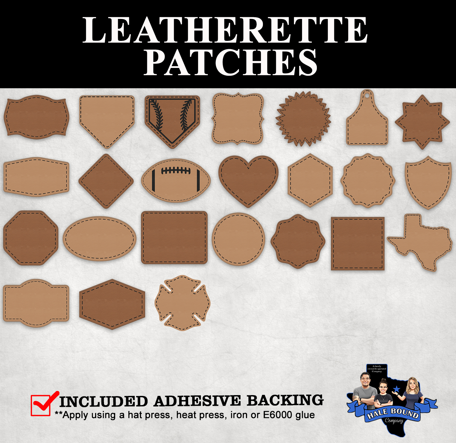 Laserable Leatherette 3 x 2 Rectangle Patch with Adhesive