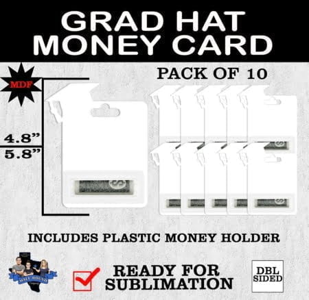 GRAD HAT MONEY CARD HOLDER (MDF BLANK FOR SUBLIMATION) - 10 PACK