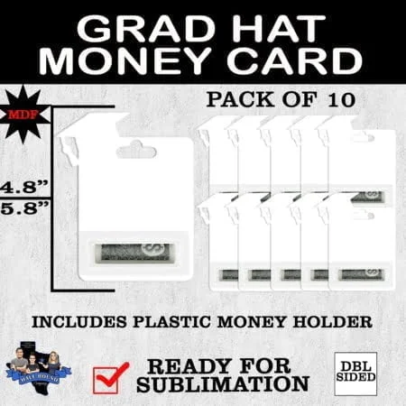 GRAD HAT MONEY CARD HOLDER (MDF BLANK FOR SUBLIMATION) - 10 PACK