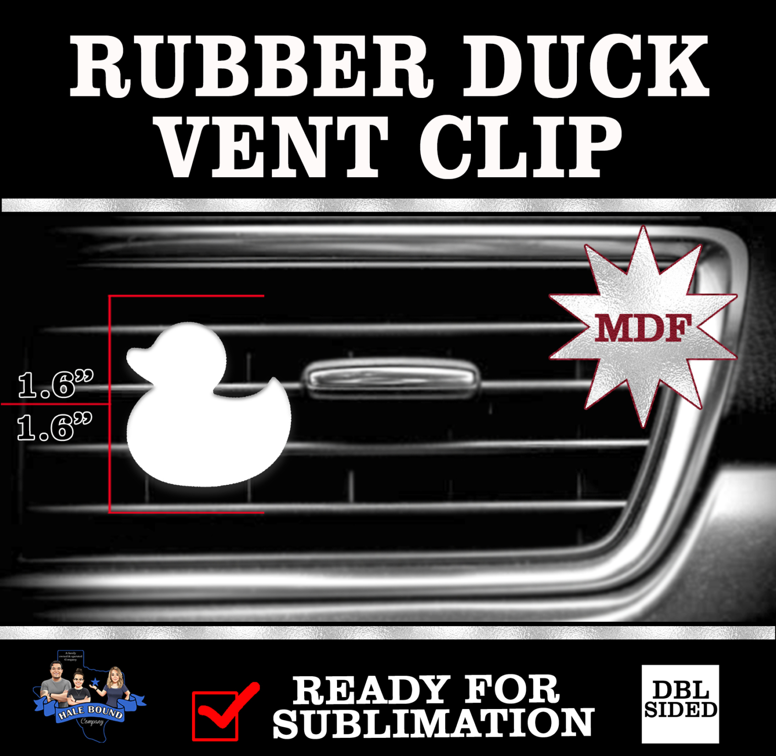 RUBBER DUCK MDF CAR VENT FRESHENERS