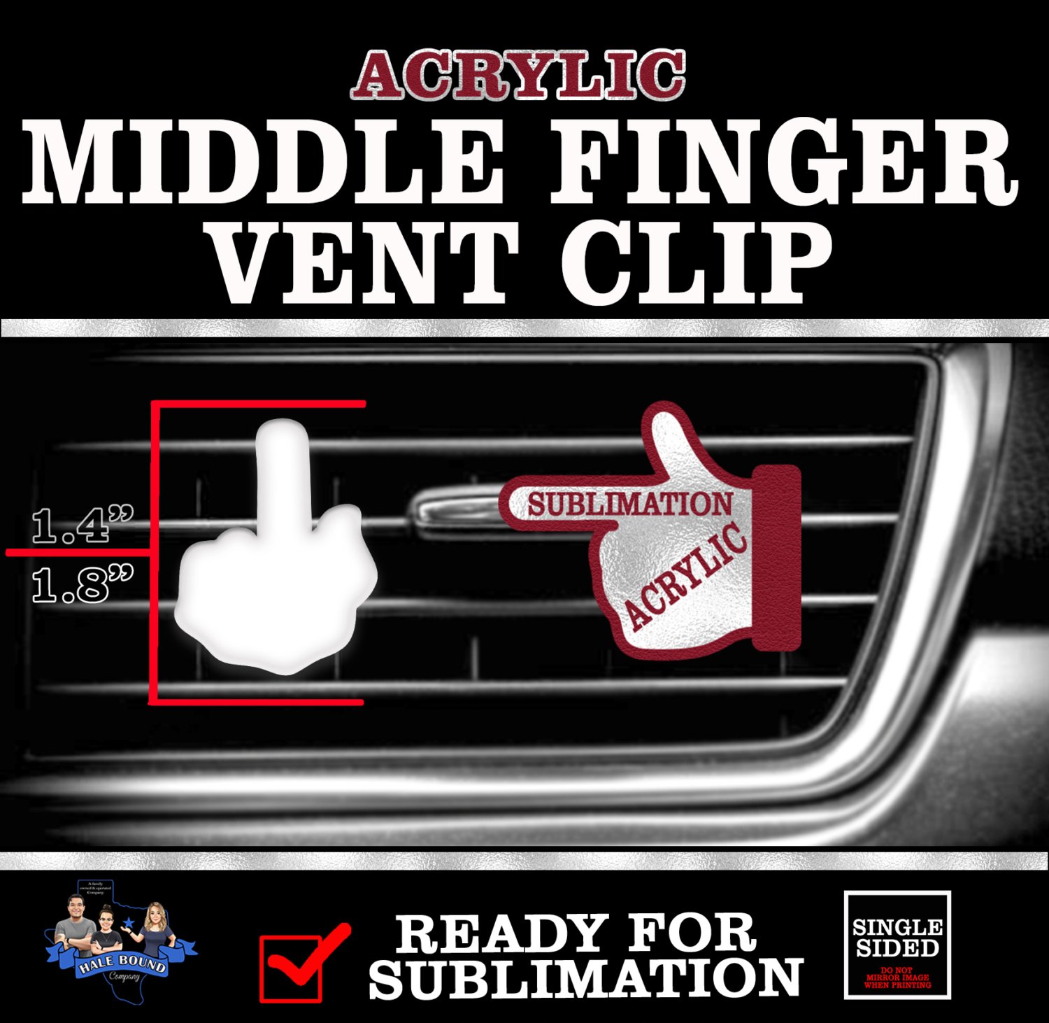 Middle Finger Car Rim MIDDLE FINGER ACRYLIC CAR VENT FRESHENERS