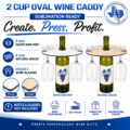 2 Cup Savanna wine caddy sublimation blank in white MDF and natural wood