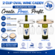 2 Cup Savanna wine caddy sublimation blank in white MDF and natural wood