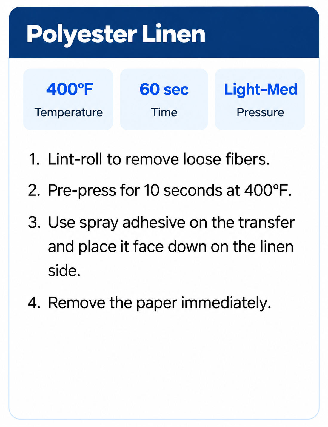 Polyester Linen pressing instructions
