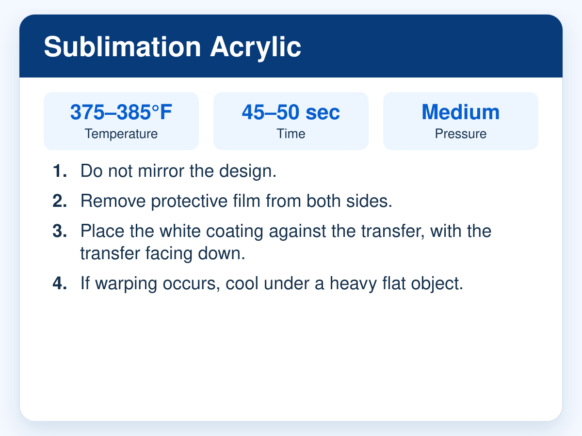 Sublimation Acrylic pressing instructions