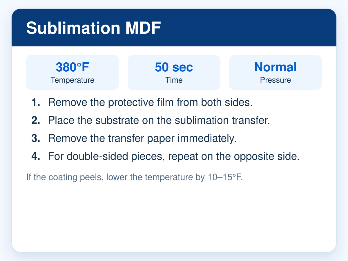 Sublimation MDF pressing instructions
